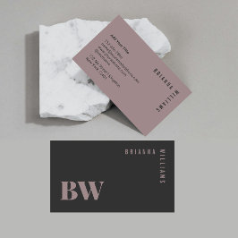 Beruflich-Grau-Alt-Rosa-Monogramm Modernes Minimal Visitenkarte