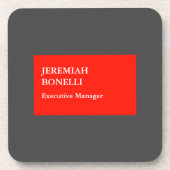 Beruflich-grau-minimalistisch modern Ihr Name Getränkeuntersetzer (Vorderseite)