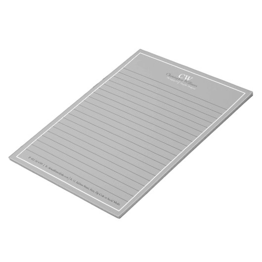 Beruflich Grau Minimalistisch Notizblock (angewinkelt)