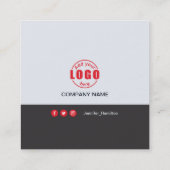 Beruflich Grau Rot fügen Sie Ihrem Foto QR Code Sq Quadratische Visitenkarte (Rückseite)