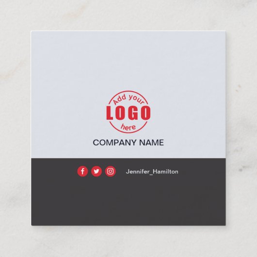 Beruflich Grau Rot fügen Sie Ihrem Foto QR Code Sq Quadratische Visitenkarte (Rückseite)