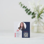 Beruflich Grau Rot fügen Sie Ihrem Foto QR Code Sq Quadratische Visitenkarte (Stehend Vorderseite)