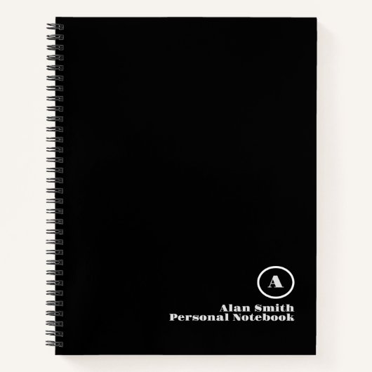 Beruflich-Grau-Schwarz-Monogram-Notebook Notizblock (Vorderseite)