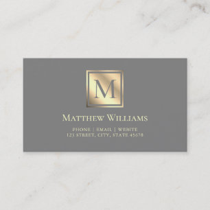 Beruflich-Grau- und Leichtgold-Monogramm Visitenkarte