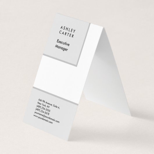 Beruflich-grau weiß schlicht minimalistisch modern visitenkarten (Vorderseite)