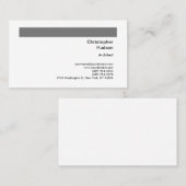 Beruflich Grau White Einfache Schlichte Architektu Visitenkarte (Vorne/Hinten)
