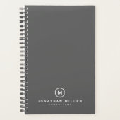 Beruflich-graue Monogramm - Anfangsname und Titel Planer (Vorderseite)