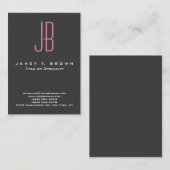 Beruflich-Graurosa-Monogramm Visitenkarte (Vorne/Hinten)