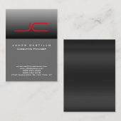 Beruflich-Graurotes Monogramm Visitenkarte (Vorne/Hinten)