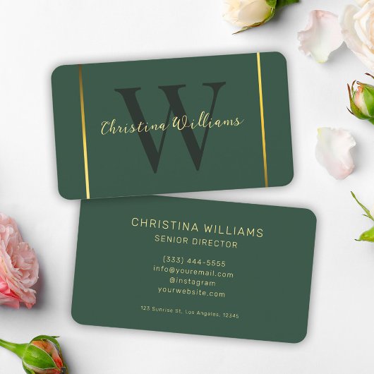 Beruflich Green Gold Minimalistisch Elegante Moder Visitenkarte