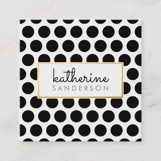 BERUFLICH GROSSE POLKA DOT modernes schwarzes Gold Quadratische Visitenkarte (Vorderseite)
