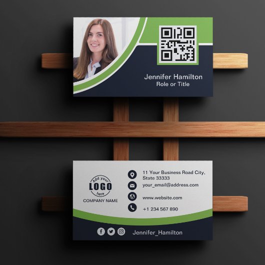 Beruflich grün hinzufügen Sie Ihr QR-Foto für Ihr Visitenkarte