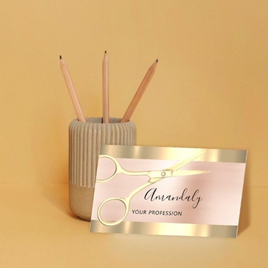 Beruflich Hairdresser Coiffeur Schere Rose Visitenkarte