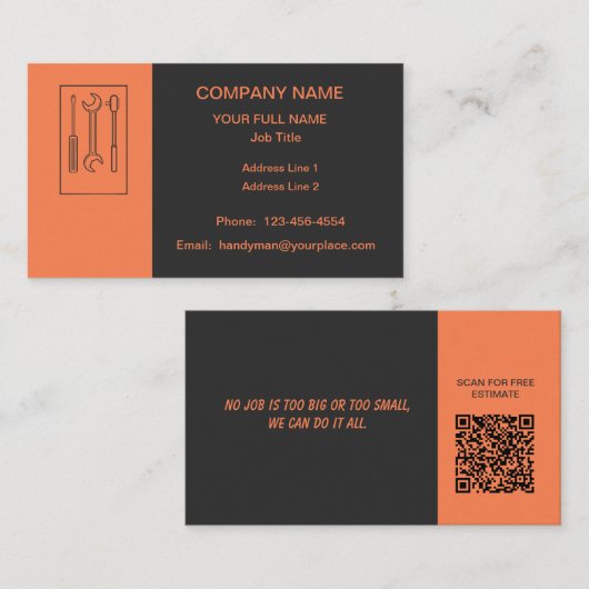 Beruflich Handyman Visitenkarte (Vorne/Hinten)