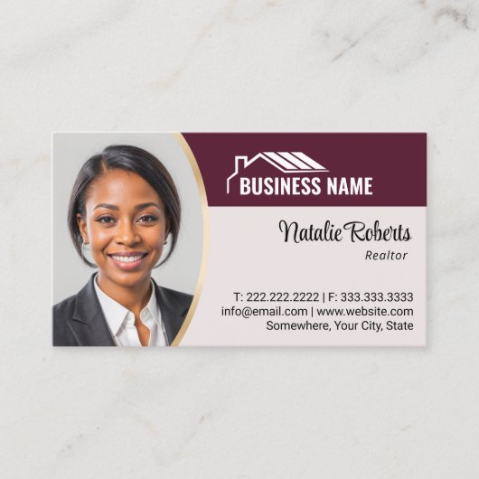 Beruflich-Haus-Logo Real-Anwesen-Agent-Foto Visitenkarte (Vorderseite)