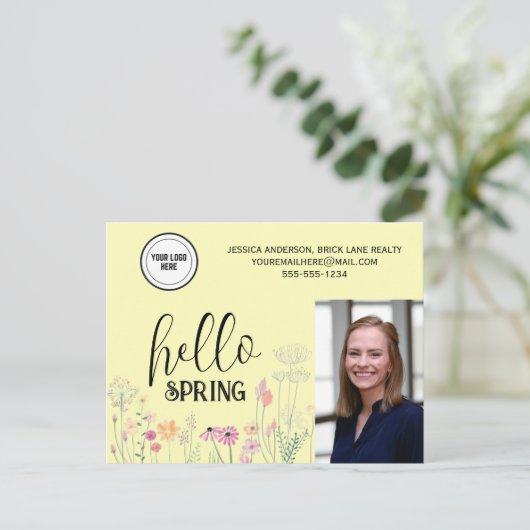 Beruflich Hello Spring Real Anwesen Marketing Postkarte (Stehend Vorderseite)
