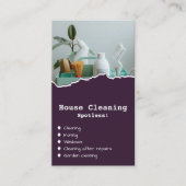 Beruflich House Cleaner Lila Business Card Visitenkarte (Vorderseite)
