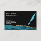 Beruflich Insurance Agent Aquamarin Agate Gold Visitenkarte (Rückseite)