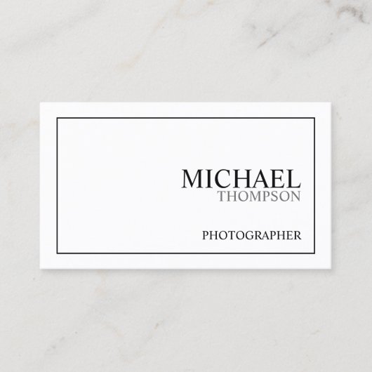 Beruflich klassisches Schwarz und Weiß Visitenkarte (Vorderseite)