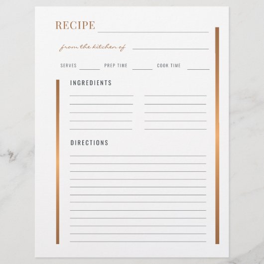 Beruflich kochen elegantes Goldrezept Flyer (Vorne)