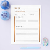 Beruflich kochen elegantes Goldrezept Flyer (Einzeln)