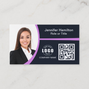 Beruflich Lila Hinzufügen Ihres QR-Fotos für Logos Visitenkarte
