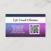 Beruflich Lila Ombre Glitzer Custom Foto QR Visitenkarte (Rückseite)