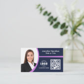 Beruflich Lila Zusatz Ihres QR-Logos Visitenkarte (Stehend Vorderseite)
