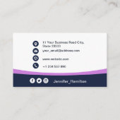 Beruflich Lila Zusatz Ihres QR-Logos Visitenkarte (Rückseite)