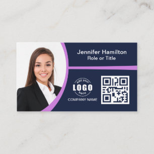 Beruflich Lila Zusatz Ihres QR-Logos Visitenkarte