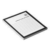 Beruflich Linierte Schwarz-weiße Monogramm Notizblock (angewinkelt)