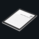 Beruflich Linierte Schwarz-weiße Monogramm Notizblock<br><div class="desc">Berufliches Notizblock mit minimalistischem Design in Schwarz-Weiß-Farbpalette. Benutzerdefiniertes Monogramm Initial und Name auf einem einfachen,  weißen Hintergrund,  gerahmt durch einen schwarzen Rahmen. Personalisieren Sie die Eingabe mit den angegebenen Feldern,  oder wenden Sie sich mit der Schaltfläche 'Nachricht' an den Designer,  um Hilfe zu erhalten.</div>