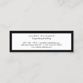 Beruflich Luxe Black und White Mini Visitenkarte (Rückseite)