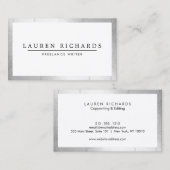 Beruflich Luxe Imitats Silver und White Visitenkarte (Vorne/Hinten)