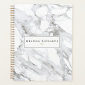 Beruflich Luxe Minimalistischer weißer Marmor Planer (Vorderseite)