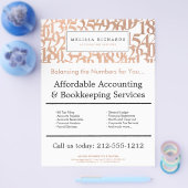 Beruflich Luxe Rose Gold Numbers Accountant Flyer (Einzeln)
