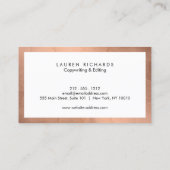 Beruflich Luxe Rose Gold und White Visitenkarte (Rückseite)