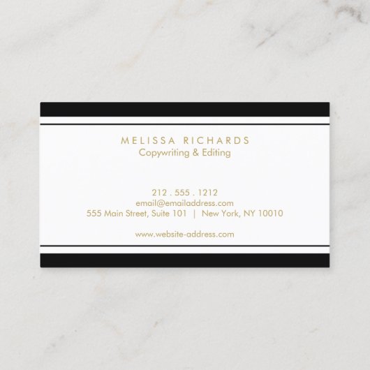 Beruflich Luxe Schwarz und Weiß Streifen Visitenkarte (Rückseite)