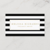 Beruflich Luxe Schwarz und Weiß Streifen Visitenkarte (Vorderseite)