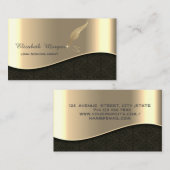 Beruflich Luxus Gold Glitzer Feather Notary Visitenkarte (Vorne/Hinten)