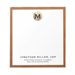 Beruflich Luxus Gold Initial Notizblock