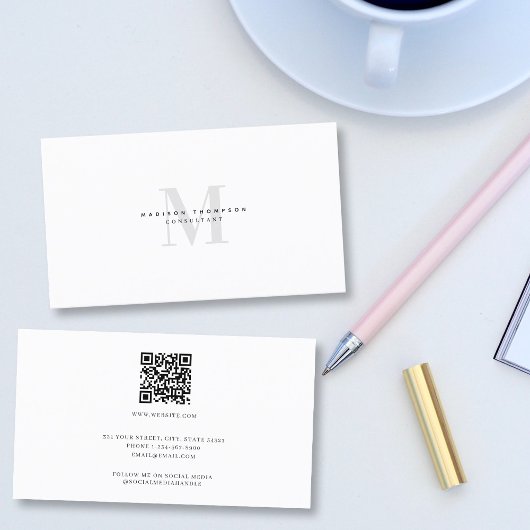 Beruflich Luxus Mit Monogramm Minimalistischer QR- Visitenkarte
