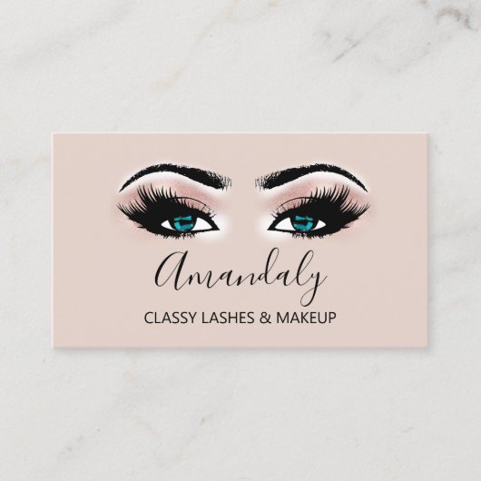 Beruflich Makeup Artist Blue Eyelash Gold VIP Visitenkarte (Vorderseite)