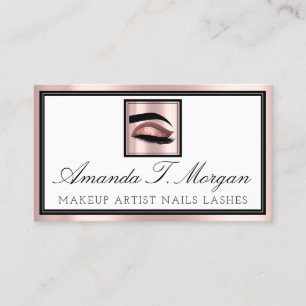 Beruflich Makeup Artist Brows Eyelash Rose Logo Visitenkarte