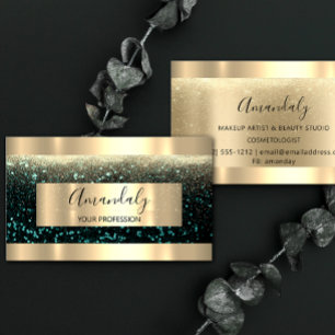Beruflich Makeup Artist Event Plane Gold Aquamarin Visitenkarte