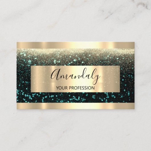 Beruflich Makeup Artist Event Planner Gold Aquamar Visitenkarte (Vorderseite)