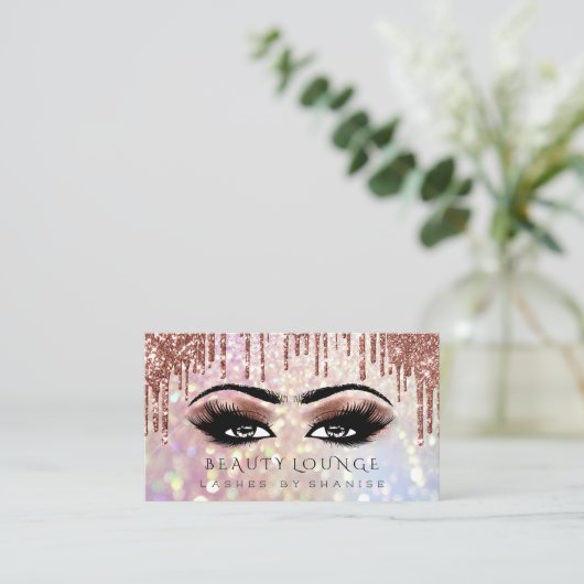Beruflich Makeup Artist Eyelash Bronze Glitzer Terminkarte (Stehend Vorderseite)