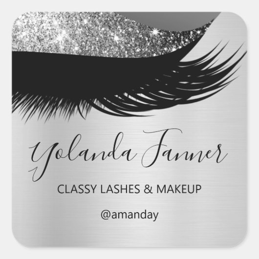 Beruflich Makeup Artist Eyelash Einzigartiges Silv Quadratischer Aufkleber (Vorderseite)