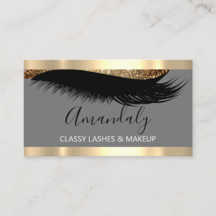 Beruflich Makeup Artist Eyelash Gold Grau Visitenkarte