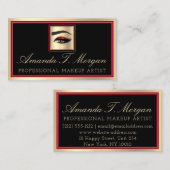Beruflich Makeup Artist Eyelash Gold Red Black Visitenkarte (Vorne/Hinten)